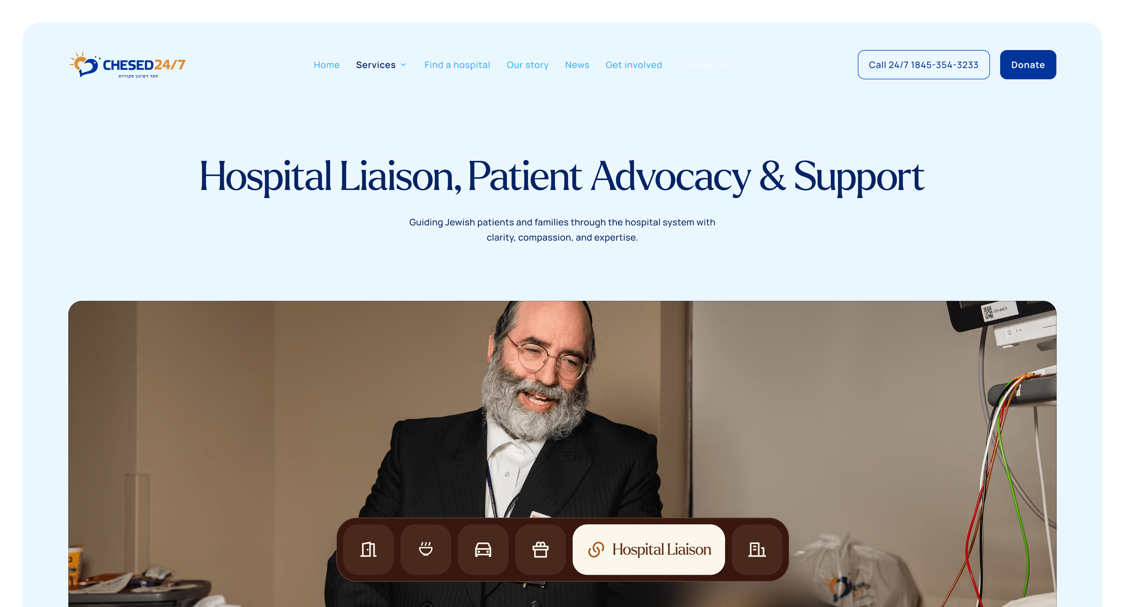 Chesed 24-7 Hospital Liaison Patient Advocacy Service Page Hero